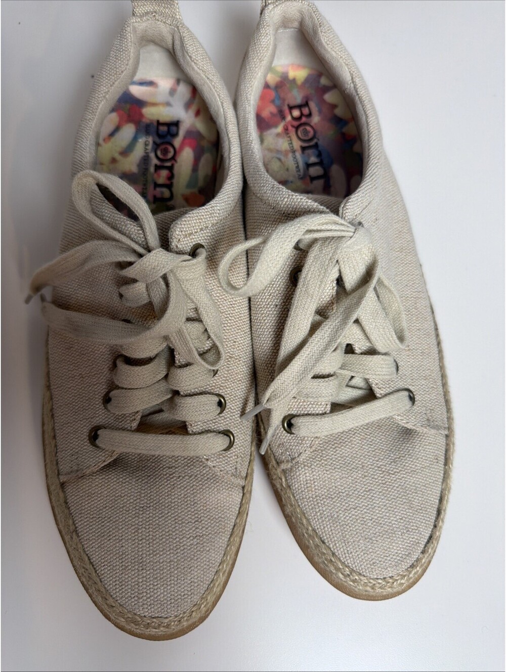BORN Abelonia Canvas Jute Sneakers Size 9